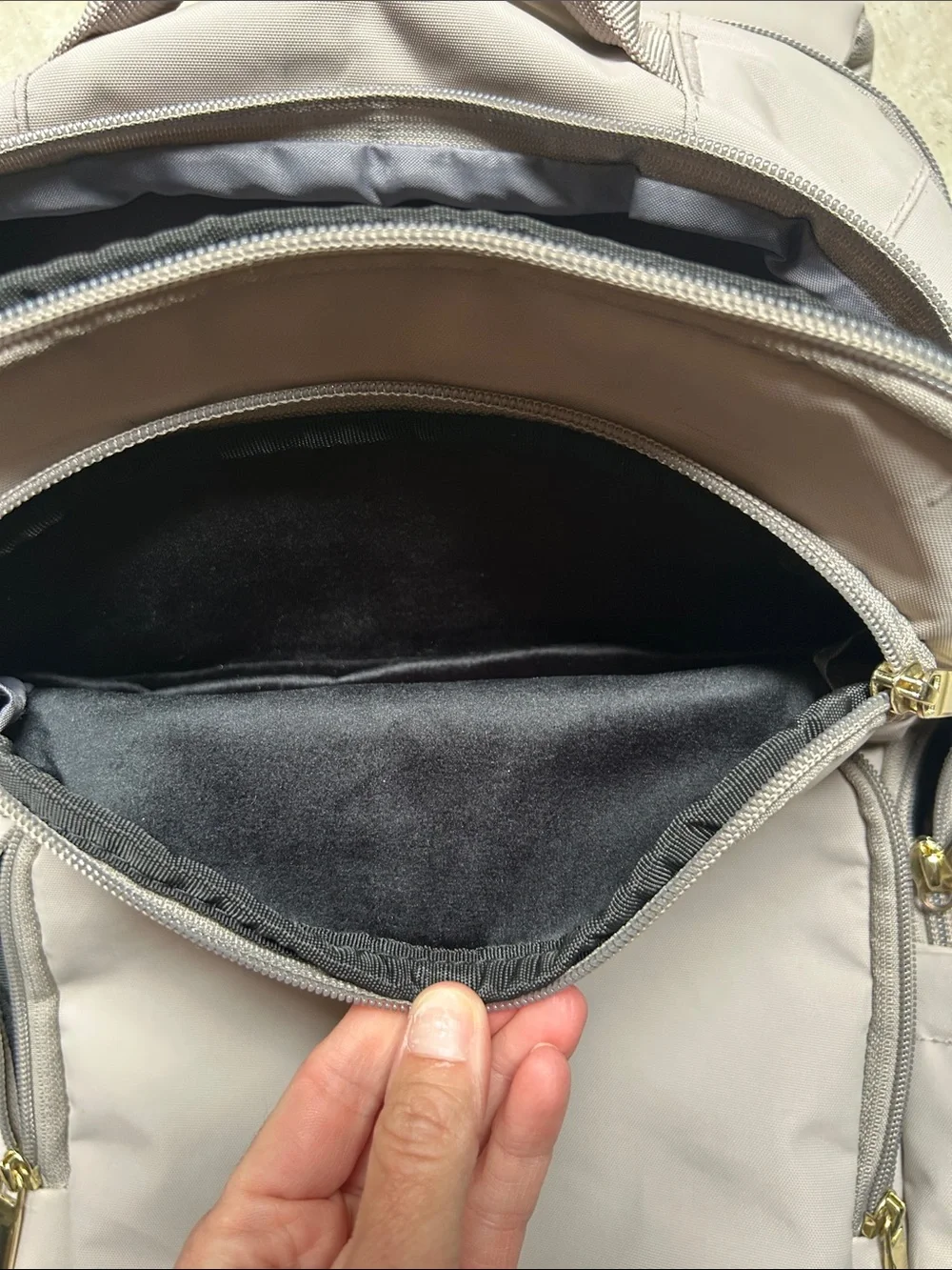 Open Story brand Laptop Backpack in Taupe